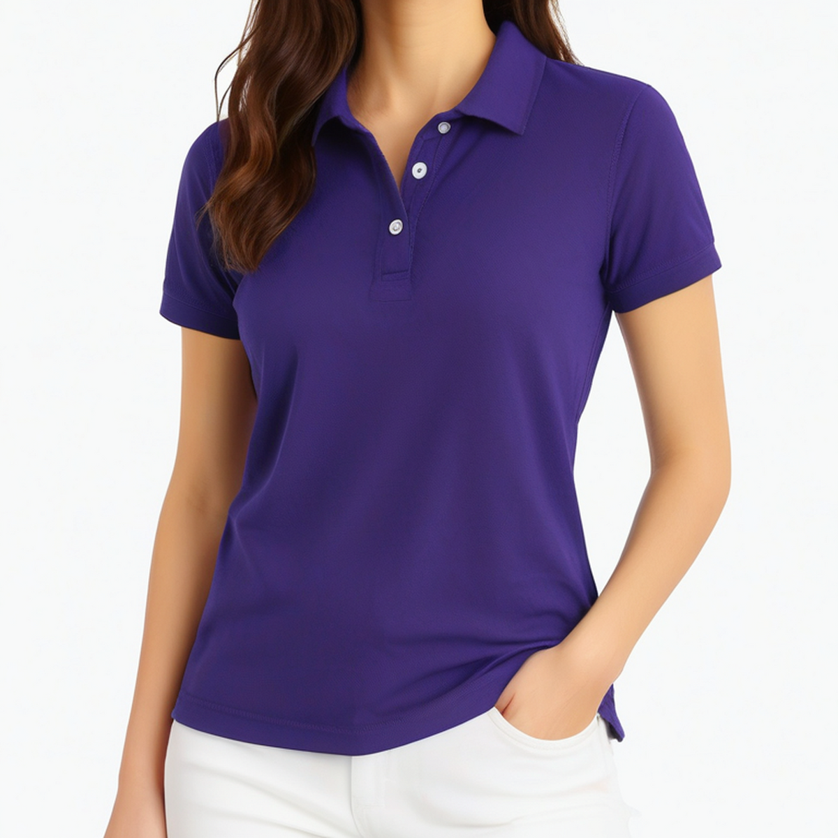 Damen Poloshirt Größe S Violett Kurzarm mit Kragen