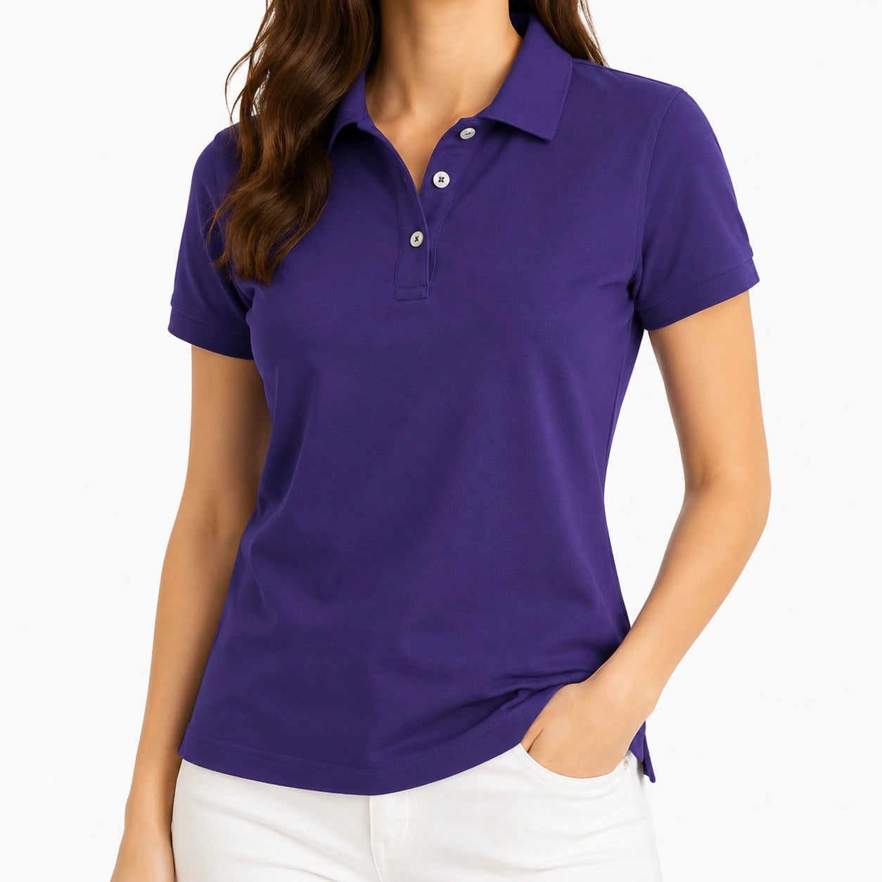 Damen Poloshirt Größe S Violett Kurzarm mit Kragen