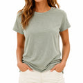 Damen T-Shirt S Salbeigrün Kurzarm Rundhals Freizeit