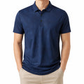 Herren Poloshirt Größe M Dunkelblau mit Pflanzenmuster Kurzarm