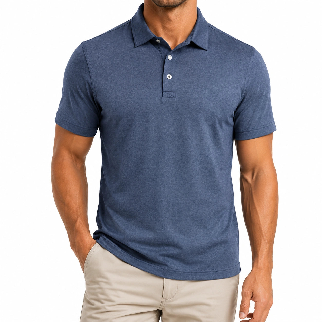Herren Poloshirt M aus Textil in Dunkelblau mit Kurzarm