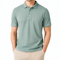 Herren Poloshirt Größe M aus Textilgewebe Salbeigrün kurzarm klassisch