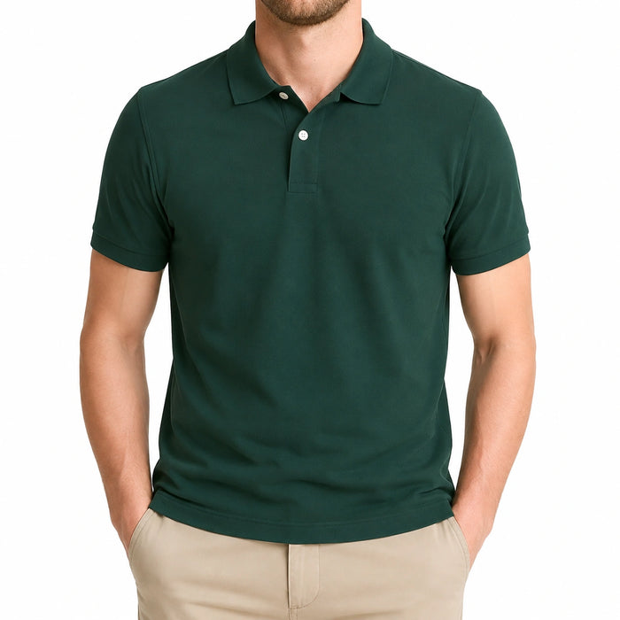 Herren Poloshirt Größe L aus Textilgewebe in Tannengrün mit Kurzarm