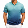 Herren Poloshirt XL aus Textilmaterial in Türkis/Navy mit Farbverlauf und Kurzarm