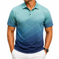 Herren Poloshirt XL aus Textilmaterial in Türkis/Navy mit Farbverlauf und Kurzarm