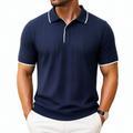 Herren Poloshirt XL aus Strick in Marineblau mit Kontrastpaspelierung