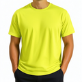 Herren T-Shirt Größe M Neon Gelb mit Rundhals Kurzarm