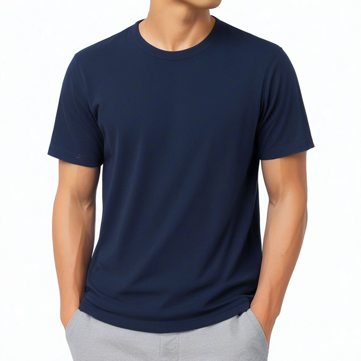 Herren T-Shirt XL Textil Dunkelblau Kurzarm Rundhals