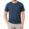 T-Shirt XL Dunkelblau glattes Textil Kurzarm Rundhals