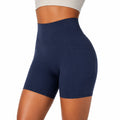 Damen Radlerhose M aus elastischem Textil in Dunkelblau mit hoher Taille