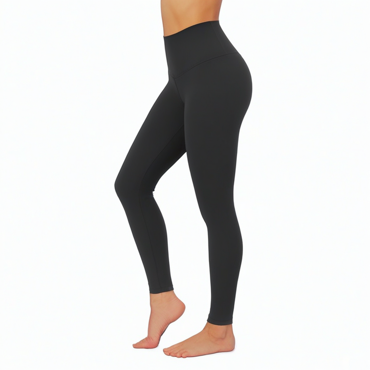 Damen Leggings Größe S Schwarz aus elastischem Synthetikgewebe mit hohem Bund für Sport